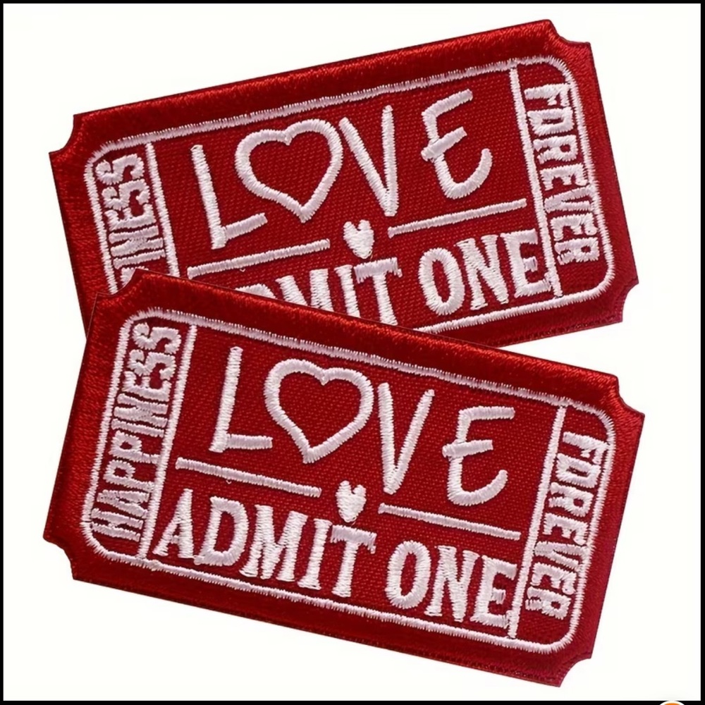 Red Love Admit One Iron on Patches